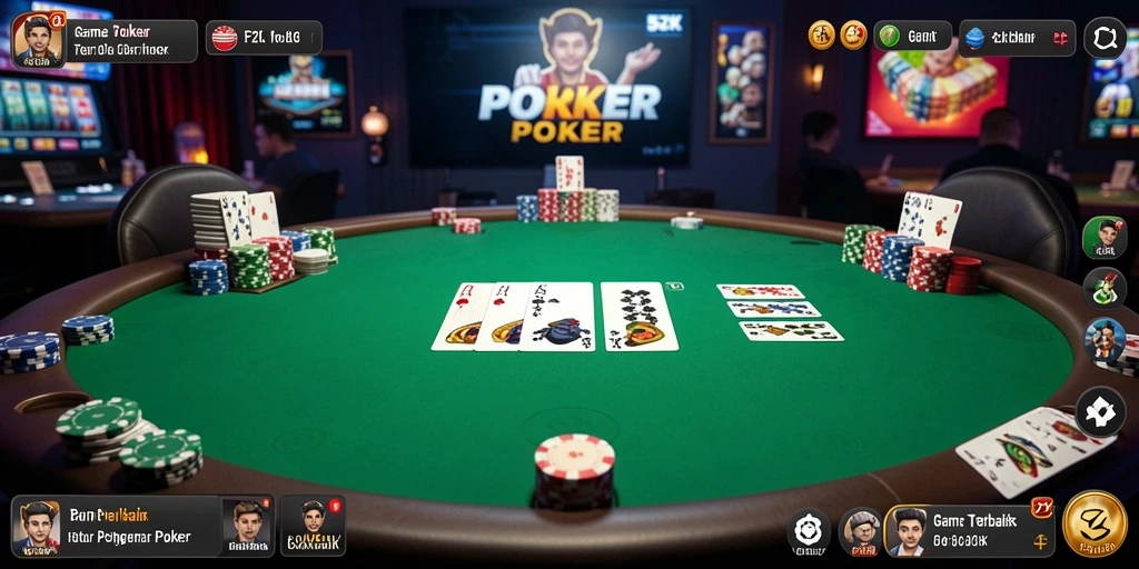 Screenshot gameplay 5ZK yang menampilkan suasana poker yang mendebarkan.
