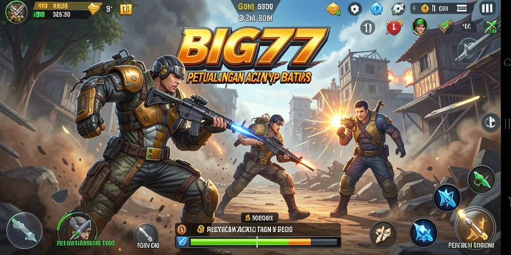 Tampilan gameplay aksi yang mendebarkan dalam BIG77.