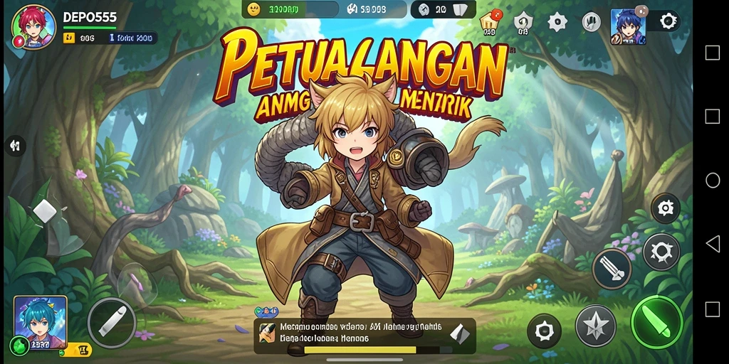 Tampilan gameplay DEPO555 dengan karakter Anime beraksi.