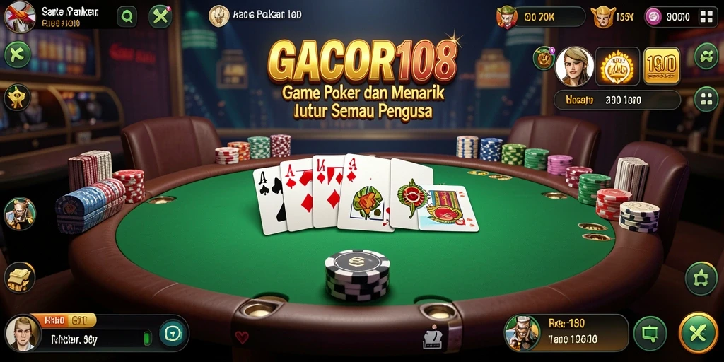 Screenshot GACOR108 menampilkan gameplay poker yang mendebarkan.