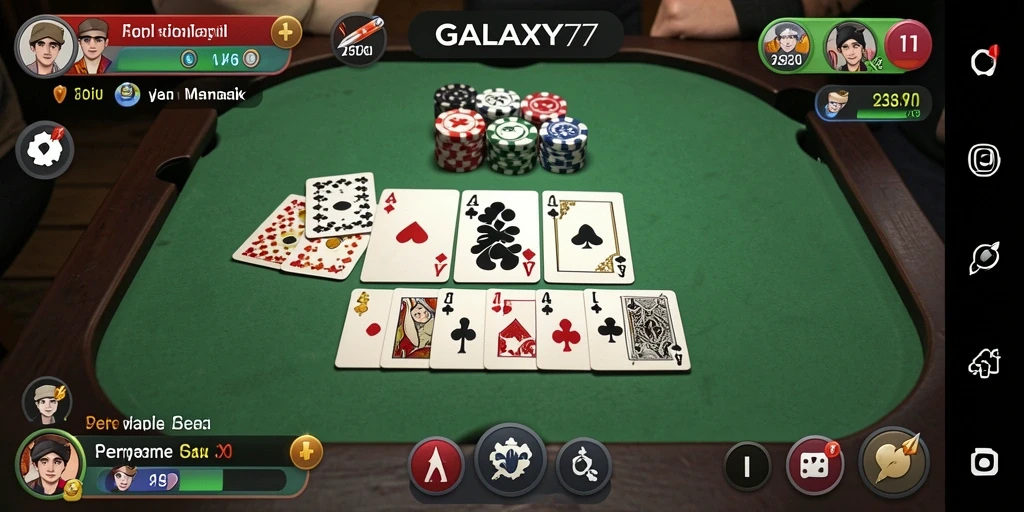 Tampilan gameplay seru dalam GALAXY77 menunjukkan momen seru bermain Gaple.