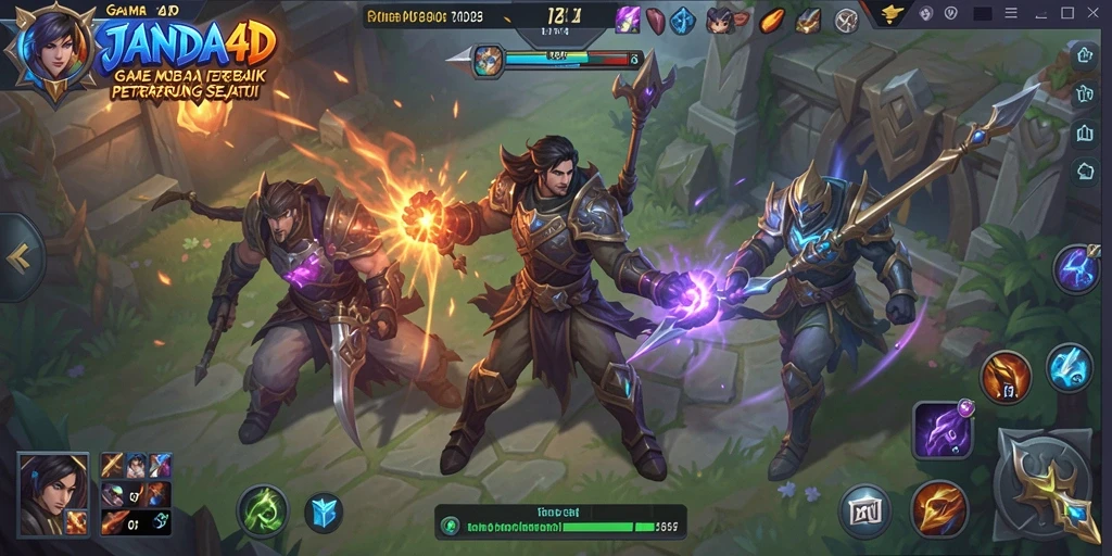 Tampilan gameplay seru dari JANDA4D dalam pertandingan MOBA.