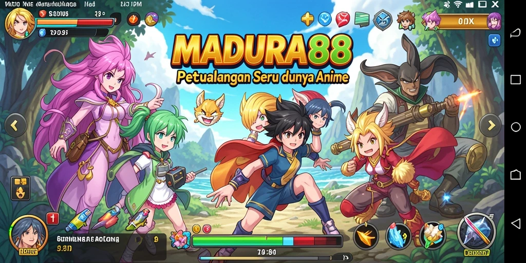 Tampilan aksi yang seru dalam gameplay MADURA88 yang penuh karakter Anime.