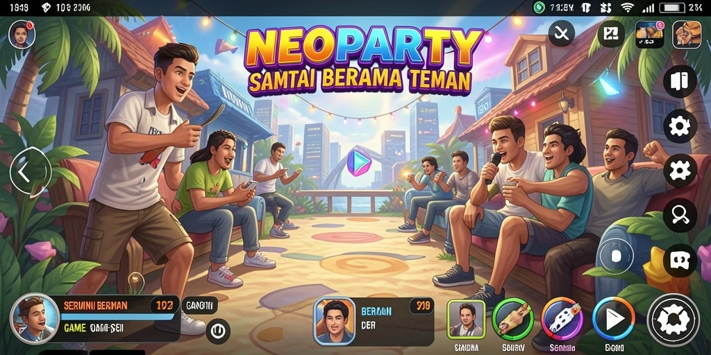Tampilan gameplay seru di NEOPARTY dengan teman-teman.