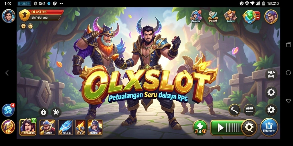 Tampilan gameplay seru dalam OLXSLOT dengan karakter dan dunia fantasi.