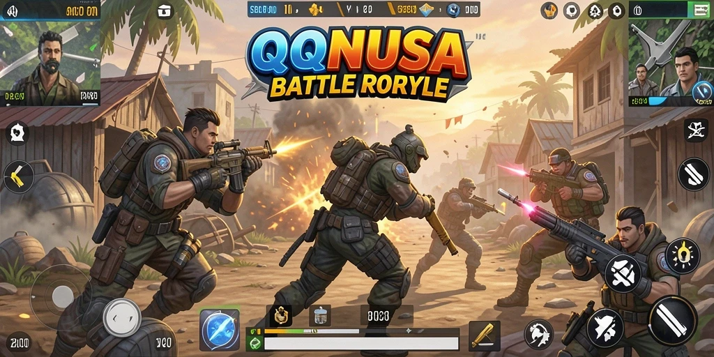 Tampilan atraktif dari gameplay seru QQNUSA di medan tempur.