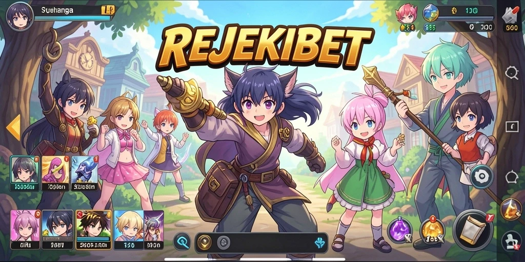 Screenshot gameplay REJEKIBET menampilkan aksi pertempuran karakter anime.