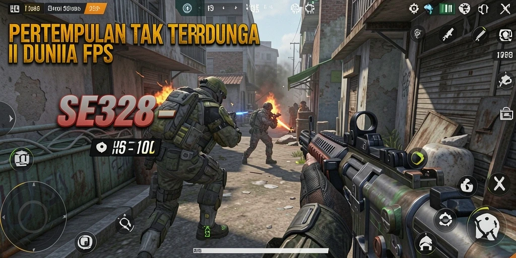 Screenshot gameplay SE328 menunjukkan aksi tembak-menembak yang mendebarkan.